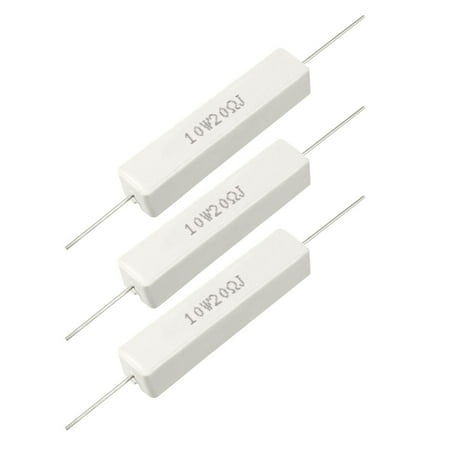 - 10W 20 Ohm Power Resistor Ceramic Cement Resistor Axial 3 Pcs White
