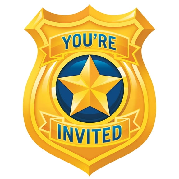 Police Party Invitations, 8 pk