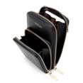 thumbnail image 3 of Bolso de hombro transparente para teléfono para mujer, Cartera de cuero Pu con pantalla táctil negra de 1 pieza, tarjetero para mujer con correa para el hombro y pulsera, 3 of 5