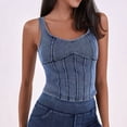 thumbnail image 2 of vigerkar Denim Corset Top for Women Going Out Jean Crop Tank Tops Trendy Sleeveless Slim Fit Workout Top (Light Blue, M), 2 of 9