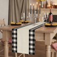 thumbnail image 2 of Retro Black Table Runner, Farmhouse Buffalo Plaid Vintage Beige Washable Cotton Linen Table Runners 72 Inches Long, Dresser Scarf Runner for Dining/Coffee/Kitchen/TV Stands/Cabinets 14''x72'', 2 of 9