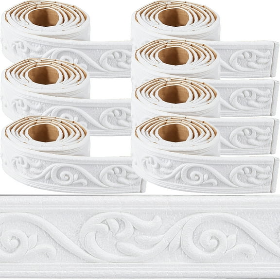 1 Set Self-Adhesive XPE Grain Contact Paper Wall Stickers for Shelf Liner Dresser Drawer Locker White 50x4mm 2.25m/pc 7pcs