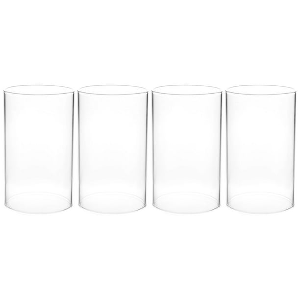 4 cubiertas cilíndricas de vidrio transparente para velas, resistentes al viento