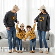 BAOZHU Family Matching Long Sleeve Outfits Mommy Daddy And Me Letter Pattern Tshirt Pullover Sweatshirt Woman & Man & Kids Boys Girls
