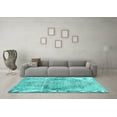 thumbnail image 3 of Ahgly Company Machine Washable Indoor Rectangle Persian Turquoise Blue Traditional Area Rugs, 5' x 7', 3 of 4