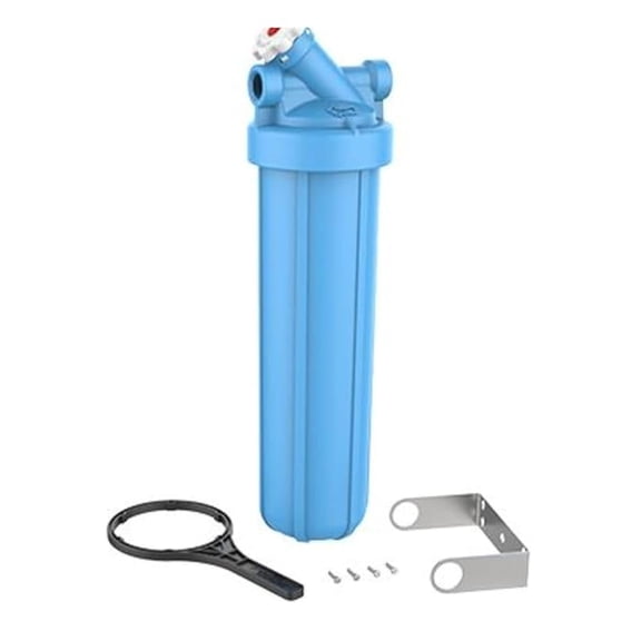 BF55 Filter Housing, Premium 20" Heavy Duty Big Blue Whole House Water Filtration Housing with Built-in Bypass, 20-Inch, Blue