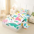 thumbnail image 2 of Homewish Funny Dino Twin Sheets,Kawaii Wild Dinosaur Bedding,Pink,3-Piece,1 Fitted Sheet and 1 Pillowcase, 2 of 6