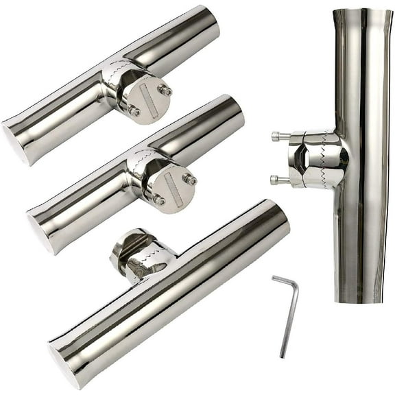 4 Pcs Boat Stainless Tournament Clamp on Fishing Rod Holder for Rails 7/8" to 1"
