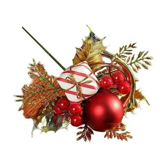 putnchl 1 Pc Artificial Christmas Assorted Holly Picks Stems Branches Picks Spray With Holly Leaves For Christmas Tree Floral Wreath Winter Holiday Season Decorations