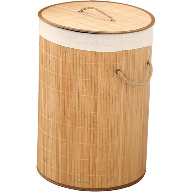 Cesta de Lavandería Plegable de bambú de Gran Capacidad para Almacenamiento de Ropa Sucia y Cesta de Comestibles