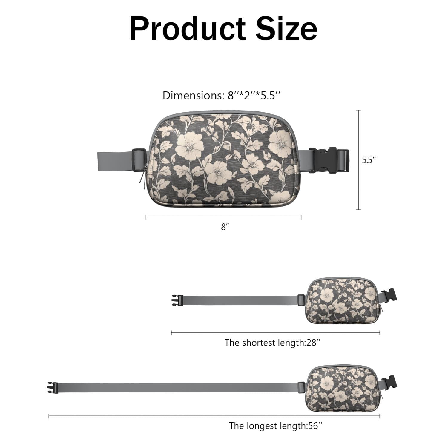 Garden-Inspired Fanny Pack – Floral Waist Bag with Tropical Wildflower Print & Hummingbird Aesthetic