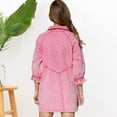 thumbnail image 5 of Odbmxy Mini Dresses for Women Plus Size Shirt Dress Denim Long Sleeve Plus Size Dresses for Women Button Peplum Dresses,Pink L, 5 of 5
