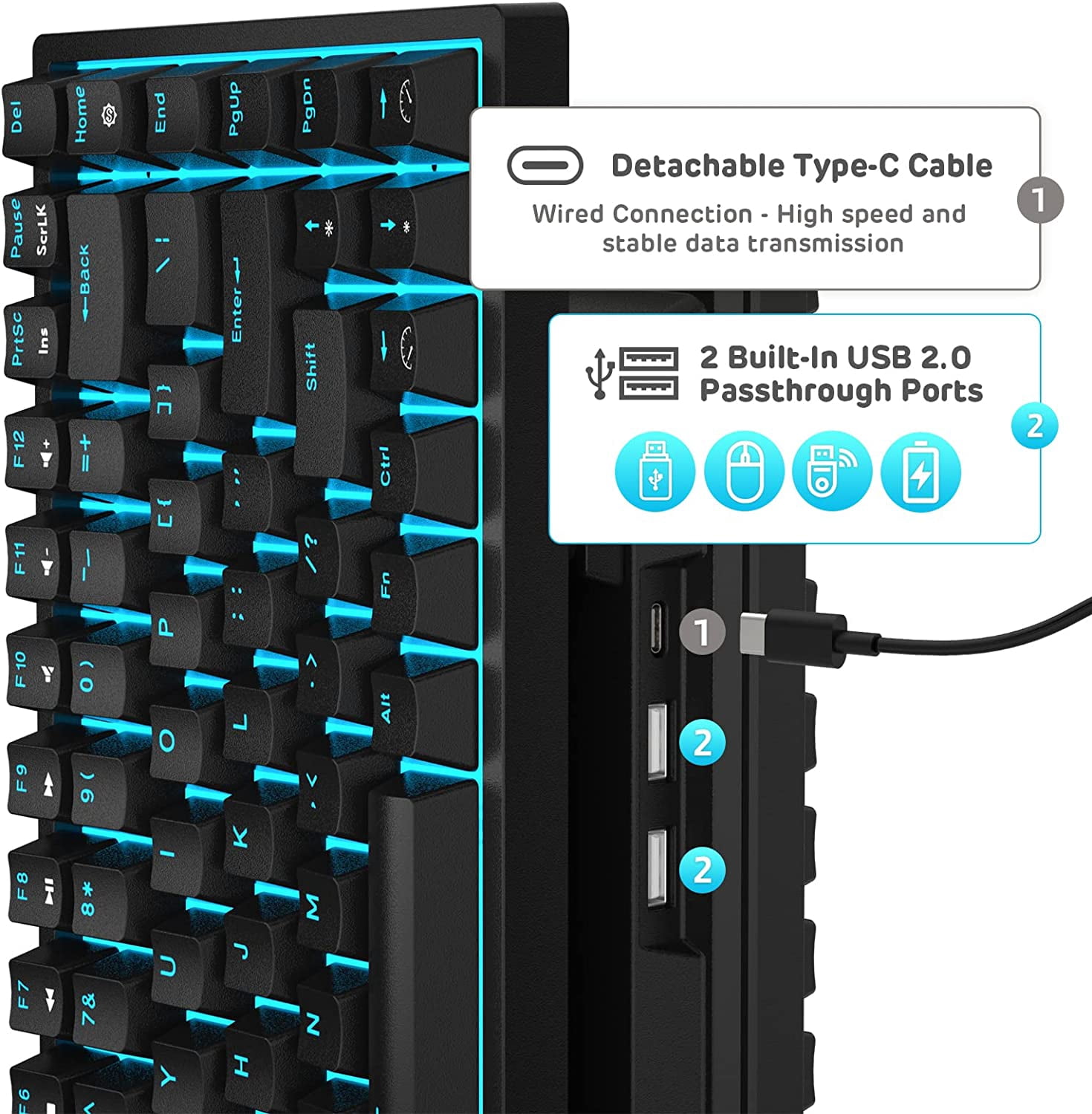 RK ROYAL KLUDGE RK84 Wireless Blue Backlit 75% Triple Mode BT5.0/2.4G/USB-C Hot Swappable Mechanical Keyboard, 84 Keys Tenkeyless Mechanical Keyboard w/Programmable Software, Brown Switch