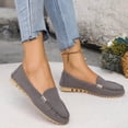 thumbnail image 4 of Women's Suede Moccasin Loafers with Metal Accent, Comfortable Slip-On Casual Shoes, Footwear for Everyday Wear and Office Settings Gray 35, 4 of 9