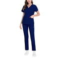 thumbnail image 1 of Conjunto de uniforme de enfermería Yuyangstore trajes de trabajo ropa de trabajo profesional pantalones de enfermera Azul oscuro L, 1 of 4