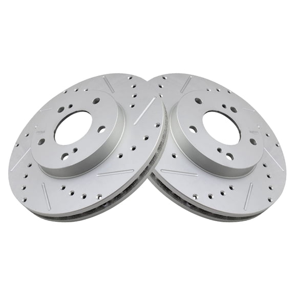 TRQ Front Performance Brake Rotors Set Premium G-Coated Cross Drilled & Slotted Fits Select 2000-2001 INFINITI I30 1999-2001 Nissan Maxima