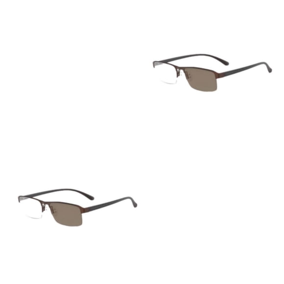 Qarigey Gafas de sol de media montura para hombre, gafas de lectura con protección ocular, doble uso, antideslizantes, hipermetropía, Marrón +350 2piezas