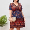 thumbnail image 4 of Jusqu'à 65 % de Réduction! Robes de Mode d'Été pour Femmes 2024 Grande Taille Décontractée Manches Courtes Col en V Imprimé Manches Robes Robe Ample, 4 of 6