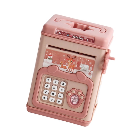 Kids Cash Box Fingerprint and Code Access Money Storage Holder Safe and Convenient Small Savings for Home or Work