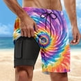 thumbnail image 2 of Swim Trunks Men 5 Inch Stretchy Quick Dry Slim High Stretch Board Shorts Men's Gradient Athletic Fit Compression Liner Casual Shorts,Purple,XXL, 2 of 4