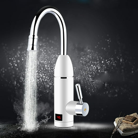 Boreal Craft Water Tap Instantaneous Water Heater Fitting LED Temperature Display Drinking Water Faucet 3/8 Tube Commercial Kitchen Faucet Extender Hose Replacement Parts Shelf Copper Faucet with Soap