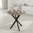 thumbnail image 5 of Atumcto Rustic Small Round Dining Table with Adjustable Foot Pads, Metal Black Legs, Compact Design, Brown Finish, 5 of 10