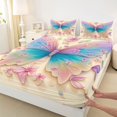 thumbnail image 5 of Homewish Gradient Butterfly Bed Sheets for Girls, Pink Floral Flower Full Size Sheets, 4-Piece (1 Flat Sheet, 1 Fitted Sheet and 2 Pillowcases), 5 of 6