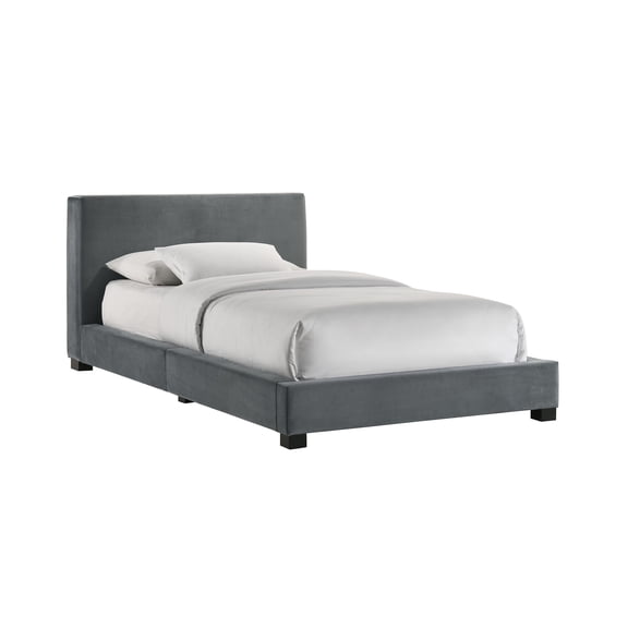 Natalie Twin Upholstered Velvet Bed in Gray