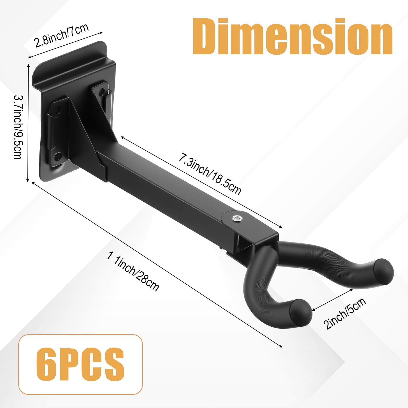 6 Pcs Guitar Hanger Wall Mount Heavy Duty Metal Hook Holder With Slat Adapter 180° Adjustable Black Stand For Acoustic Electric Bass Ukulele