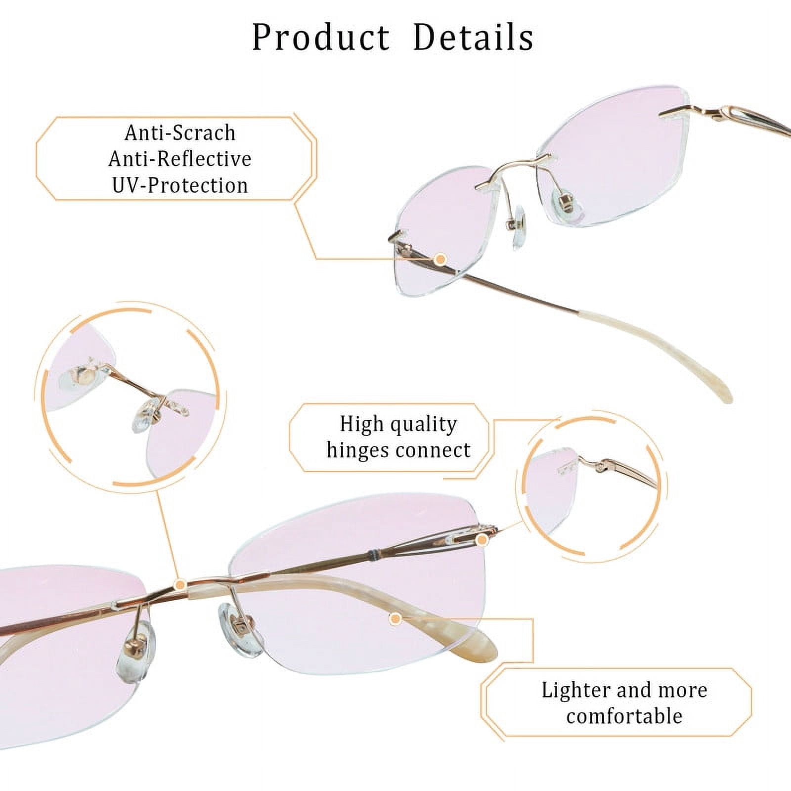 LifeArt Pure Titanium Frame Glasses/Blue Light Blocking Reading Glasses, Reduce Eyestrain, Stylish for Women(Champagne,No Magnification)