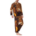 thumbnail image 2 of Fotbe Countryside Sunflower Cow Pijama de Hombre con Estampado de Manga Larga, Conjunto de 2 Piezas, Ropa de Dormir Suave y Cómoda con Bolsillos-Small, 2 of 7