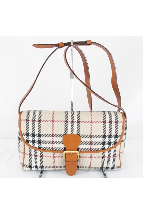 Pre-Owned BURBERRY Nova Check Shoulder Bag, Canvas, Beige/Brown, 390g, Women's