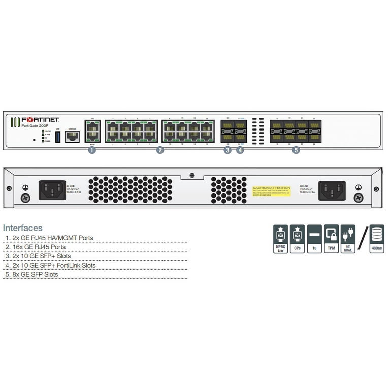 Fortinet FortiGate FG-200F Network Security/Firewall Appliance
