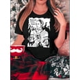 thumbnail image 1 of Camiseta de Mujer de Verano BásicaWomen's Trendy Graphic Tee - Black Short Sleeve with "Bigfoot Strikes Again" Print, Casual & Comfortable Summer Top, Polyester Blend, Machine Washable, Casual Summe, 1 of 7