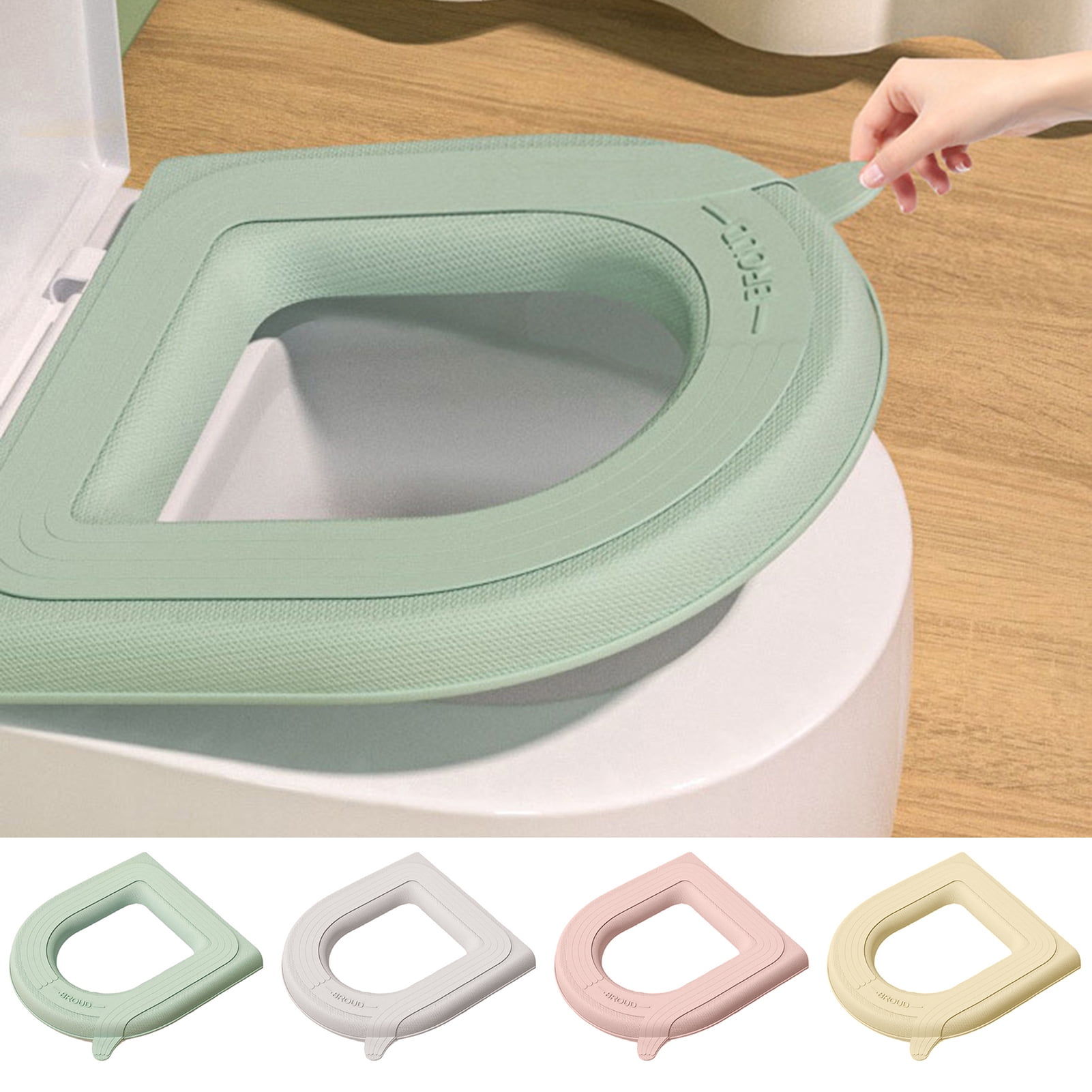 harmtty Toilet Seat Cover with Handle Waterproof EVA Summer Four Seasons Universal Solid Color ...