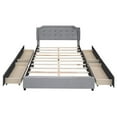 thumbnail image 5 of Queen Size Platform Bed with 4 Storage Drawers, Upholstered Velvet Bed Frame with Classic Headboard, Wood Slat Support, No Box Spring Needed, Gray, 5 of 7
