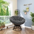 thumbnail image 2 of S-HOME Modern Ergonomic Brown Wicker Papasan Chair with Cushion, 360° Swivel Design for Living Room or Outdoor Use, Grey, 2 of 16