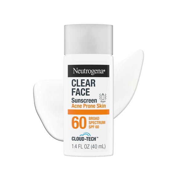 Neutrogena Clear Face Sunscreen Acne-Prone Skin Broad Spectrum SPF 60, 1.4 fl. oz