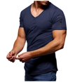thumbnail image 1 of Men's T-shirt V-neck Solid Large Casual Zipper Short Sleeve T-shirt 2XL, 1 of 5