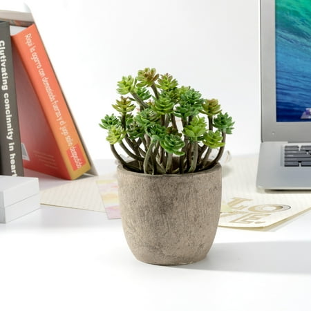 Realistic Mini Plastic Faux Plant Tabletop Arrangement With Pot For Realistic Mini Plastic Faux Plant Tabletop Arrangement With Pot For Home Decor Green