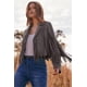 thumbnail image 4 of Abrigo PRETTYGARDEN para Mujer con Flecos, Imitación Ante, Corto, XXL, Gris Plateado, 4 of 9