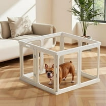 Clear Acrylic Dog Playpen -24" H 8 Planes Transparent Dog Fence Indoor, Sturdy Pet Pen for Puppy/Small Dog/Rabbit/Pig, Easy Assemble & Cleaning Plastic Whelping Box Enclosure, White