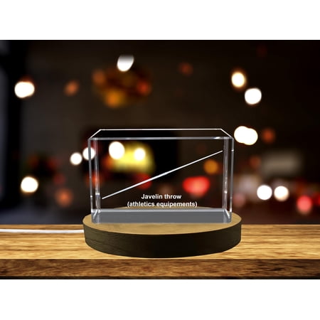Javelin Thrower 3D Engraved Crystal Award - Elegant Desktop Trophy for Javelin Throwers