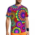 thumbnail image 3 of Colorful Flower Power T Shirt Male Retro Style Hippy Aesthetic Sports T-Shirts Summer Hara, 3 of 5