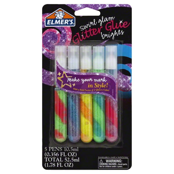 Elmers Products, Elmers Swirl Glam Brights Glitter Glue, 5 pens