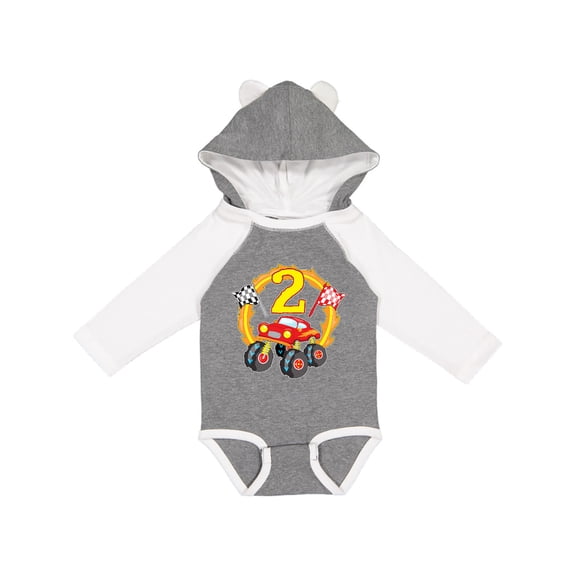 Inktastic Monster Truck 2nd birthday Boys or Girls Long Sleeve Baby Bodysuit
