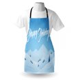 thumbnail image 4 of Travel Apron, Cursive Happy Holidays Text with Snowy Landscape, Unisex Kitchen Bib with Adjustable Neck for Cooking Gardening, Adult Size, Sky Blue Pale Blue, by Ambesonne, 4 of 4