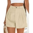 thumbnail image 5 of PRETTYGARDEN Womens Shorts Casual Summer Elastic High Waist Zipper Button Tailored Shorts Pleated Beach Vacation Outfits, 5 of 9