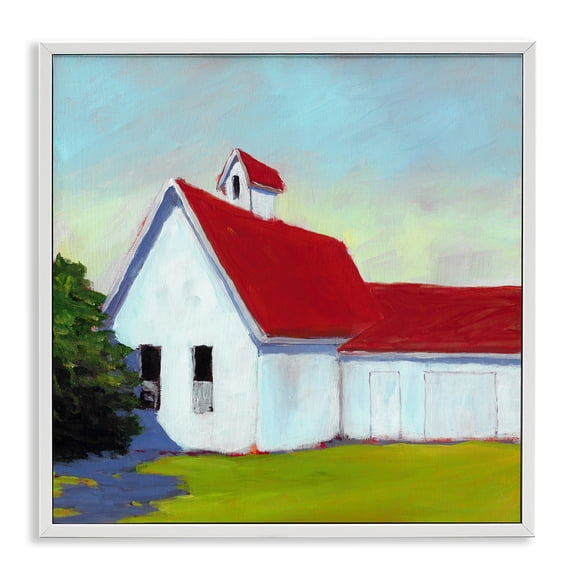 Stupell Industries Rustic Lodge Red & White Farm Cottage White Framed Giclee Art, 17 x 17, by Carol Young