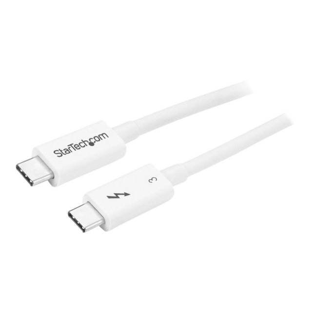 StarTech.com 1.6ft (50cm) Thunderbolt 3 Cable, 40Gbps, 100W PD, 4K/5K Video, Thunderbolt-Certified, Compatible w/ TB4/USB 3.2/DisplayPort - Thunderbolt cable - 24 pin USB-C (M) to 24 pin USB-C (M) - USB 3.1 Gen 2 / Thunderbolt 3 / DisplayPort 1.2 - 1.6 ft - 4K support - white - for P/N: CDP2HDUACP, CDP2HDUACPW, PEXUSB321C, TB33A1C